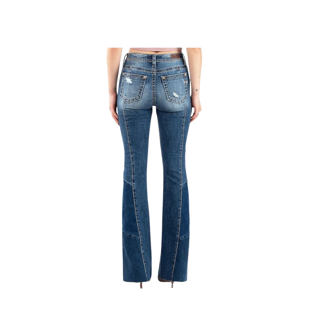 Miss Me Women's High Rise Flare With Front Stitch Jean