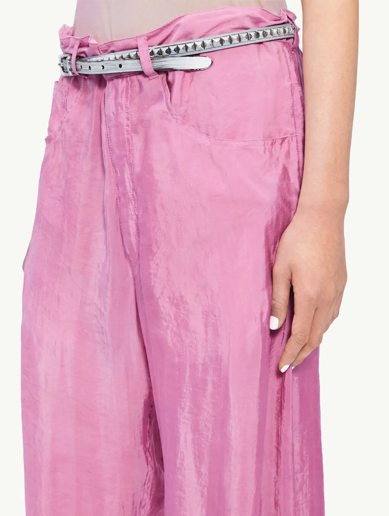 MM6 Pink Crinkle Relaxed Fit Pants