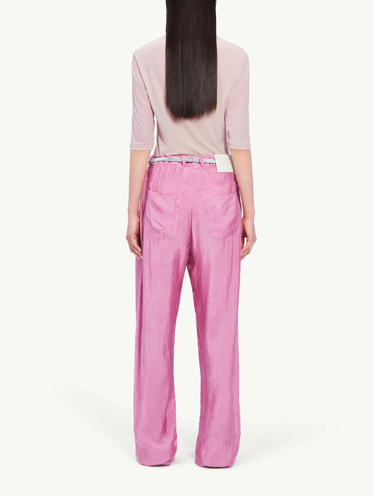 MM6 Pink Crinkle Relaxed Fit Pants