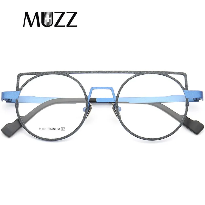 Muzz Women's Full Rim Round Cat Eye Titanium Double Bridge Frame Eyeglasses T70