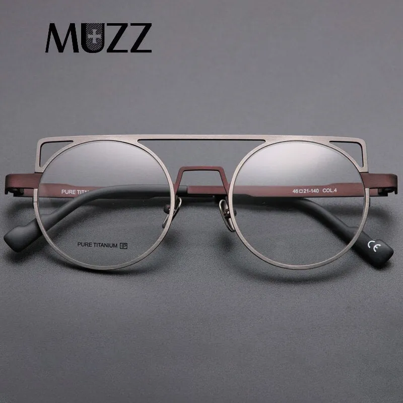 Muzz Women's Full Rim Round Cat Eye Titanium Double Bridge Frame Eyeglasses T70