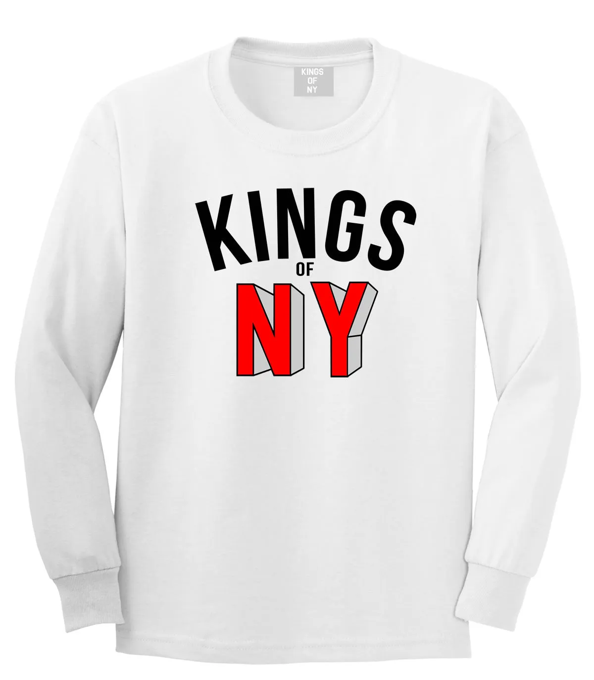 NY Red Block Letter Printed Long Sleeve T-Shirt