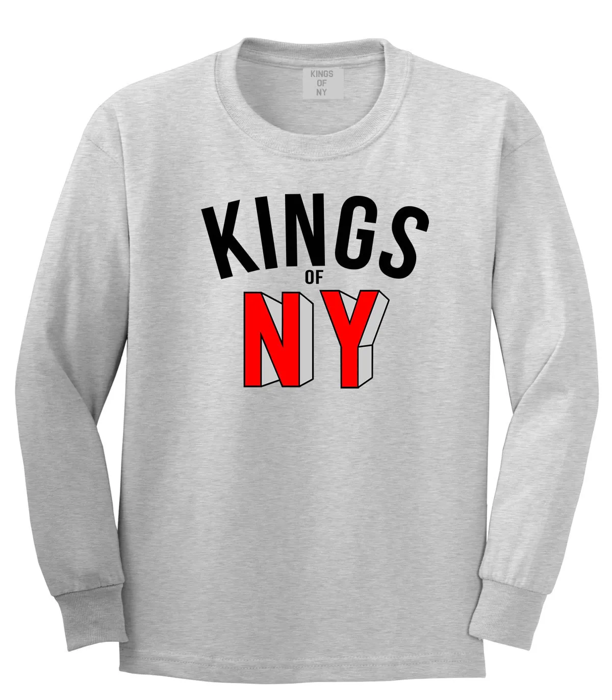 NY Red Block Letter Printed Long Sleeve T-Shirt