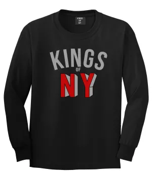 NY Red Block Letter Printed Long Sleeve T-Shirt