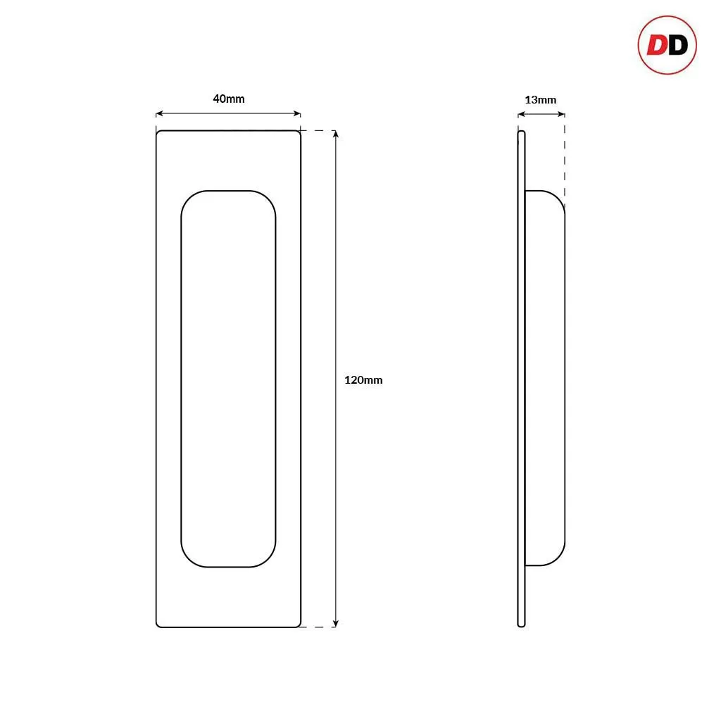 One Pair of Chester 120mm Sliding Door Oblong Flush Pulls - Polished Gold Finish