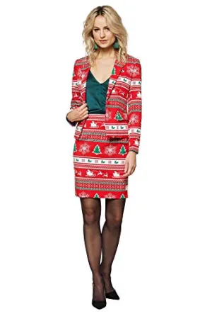 Opposuits Christmas Suits for Women - Winter Woman - Xmas Costumes Include Blazer and Skirt - US 14