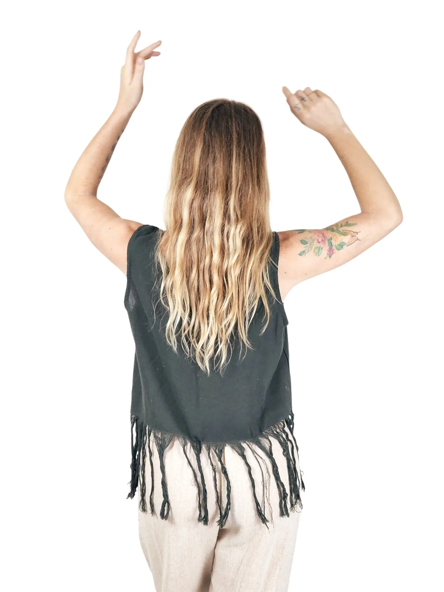 Organic Cotton Sleeveless Fringe Tops (Multiple Colors)