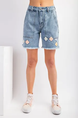 Patchwork Jean Shorts