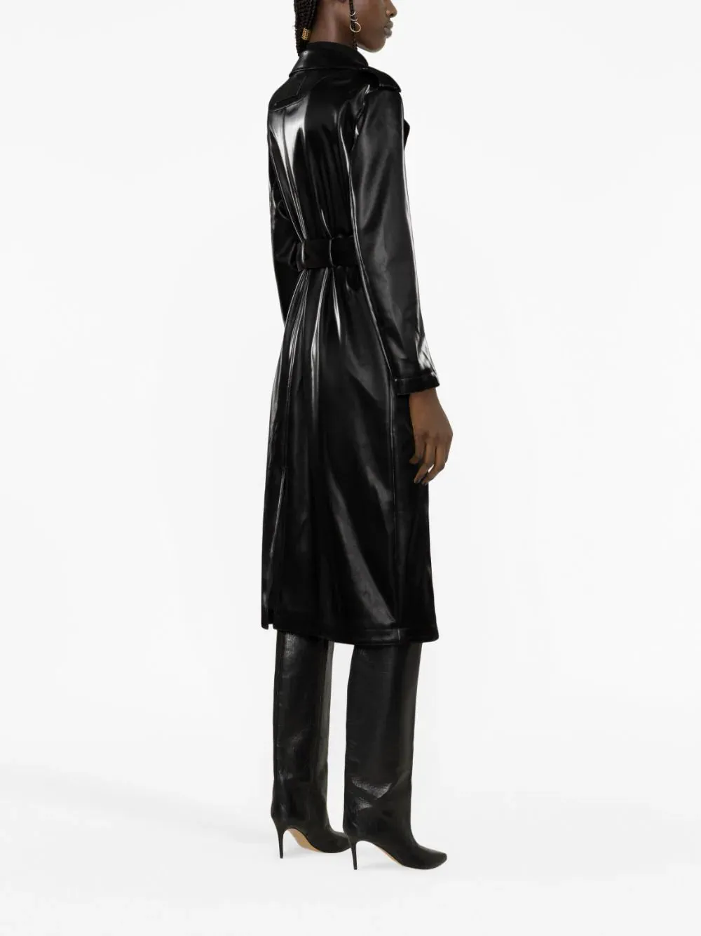 PATRIZIA PEPE Black Waterproof Belted Trench Coat