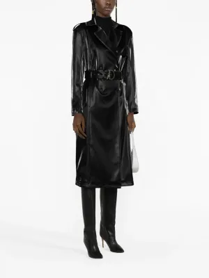 PATRIZIA PEPE Black Waterproof Belted Trench Coat