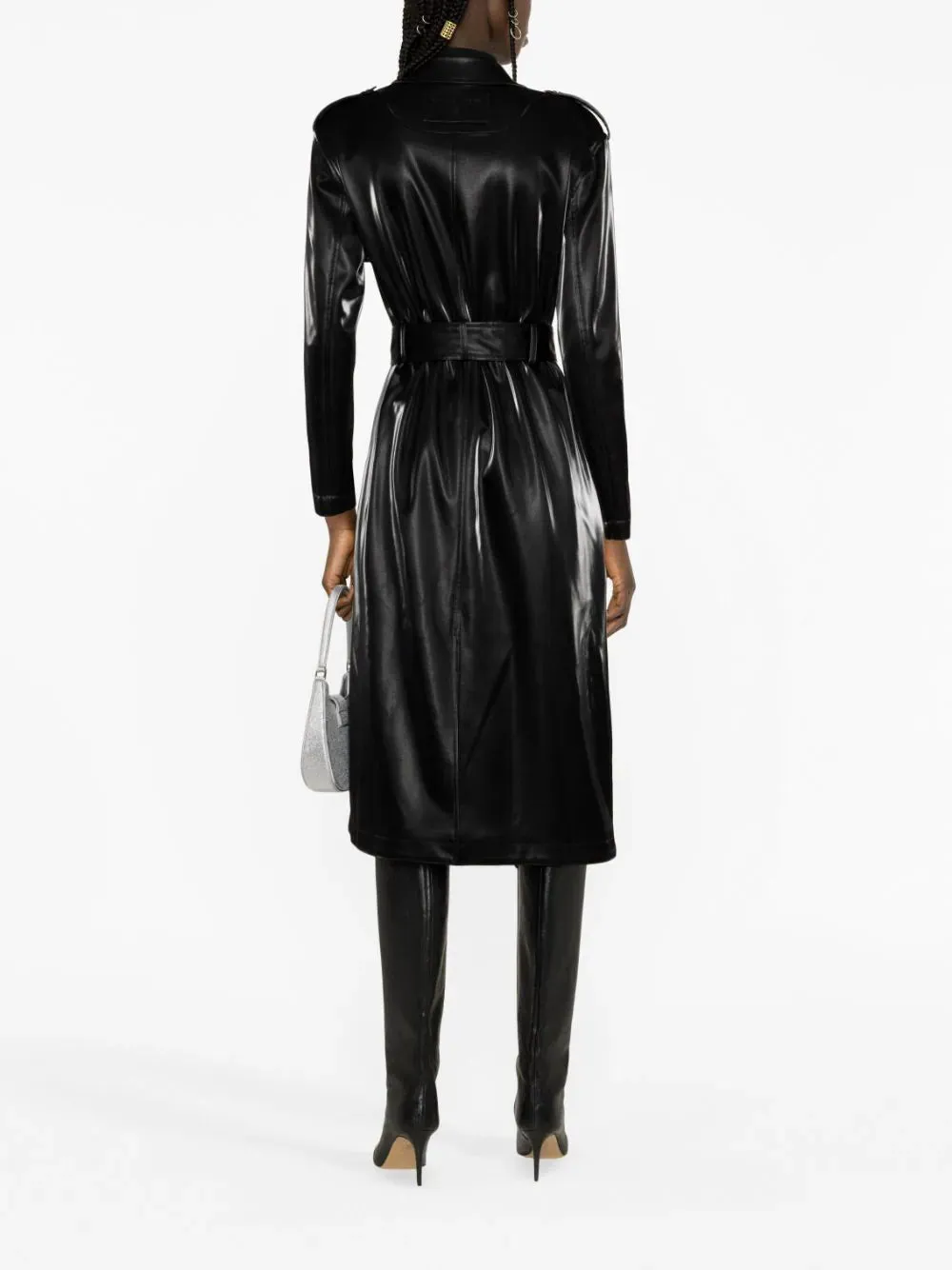 PATRIZIA PEPE Black Waterproof Belted Trench Coat