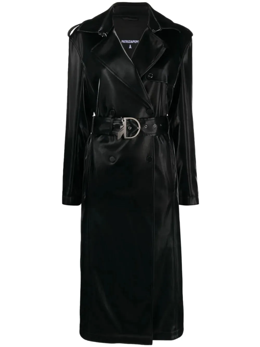 PATRIZIA PEPE Black Waterproof Belted Trench Coat