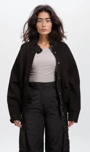 r205000-BLACK UTILITY JACKET - BLACK