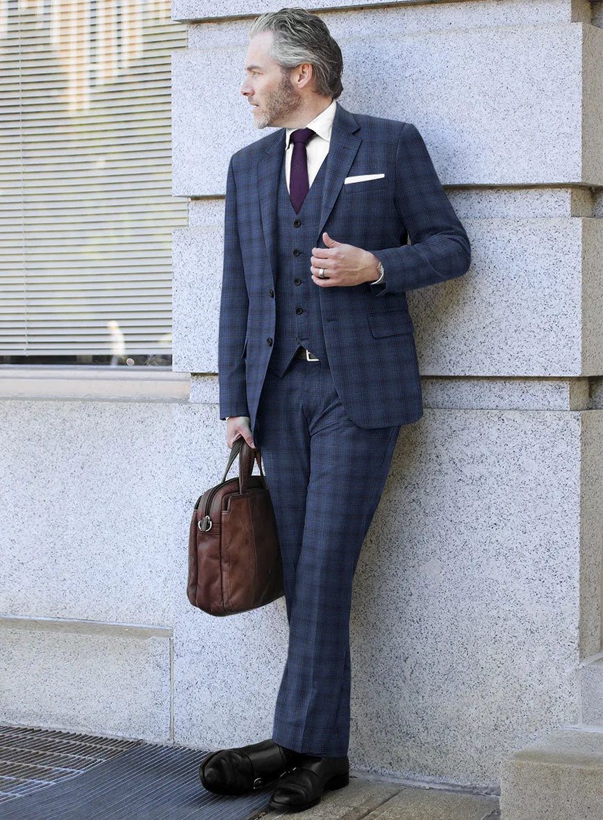 Reda Casal Blue Checks Wool Suit