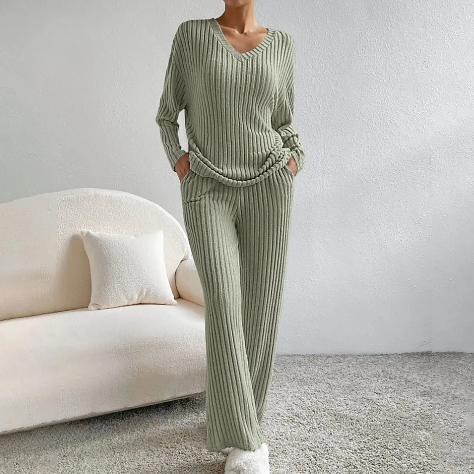 Ribbed Knit Lounge Set