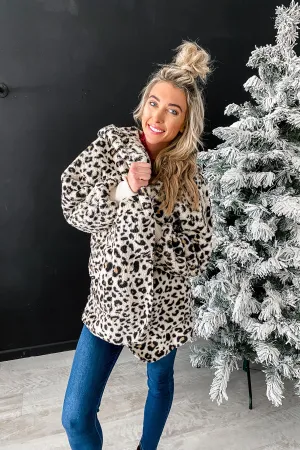 So Snuggly Oversized Leopard Hooded Jacket