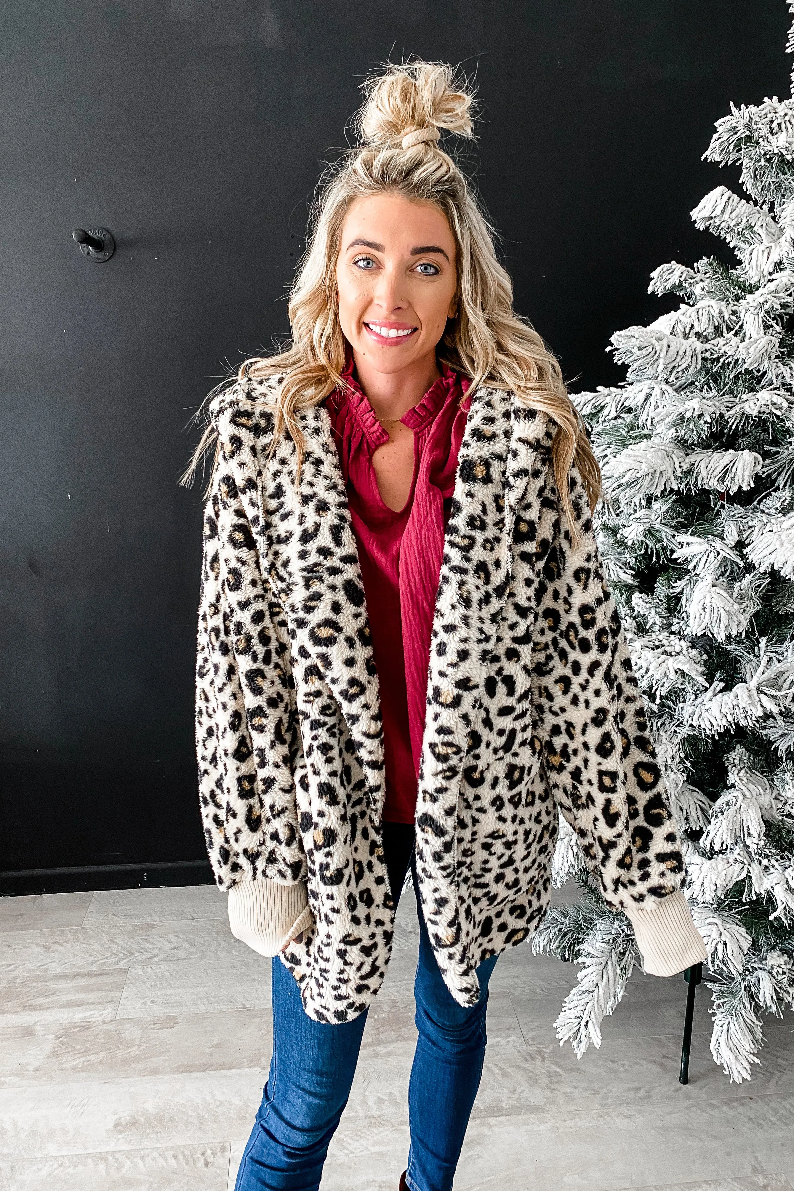 So Snuggly Oversized Leopard Hooded Jacket