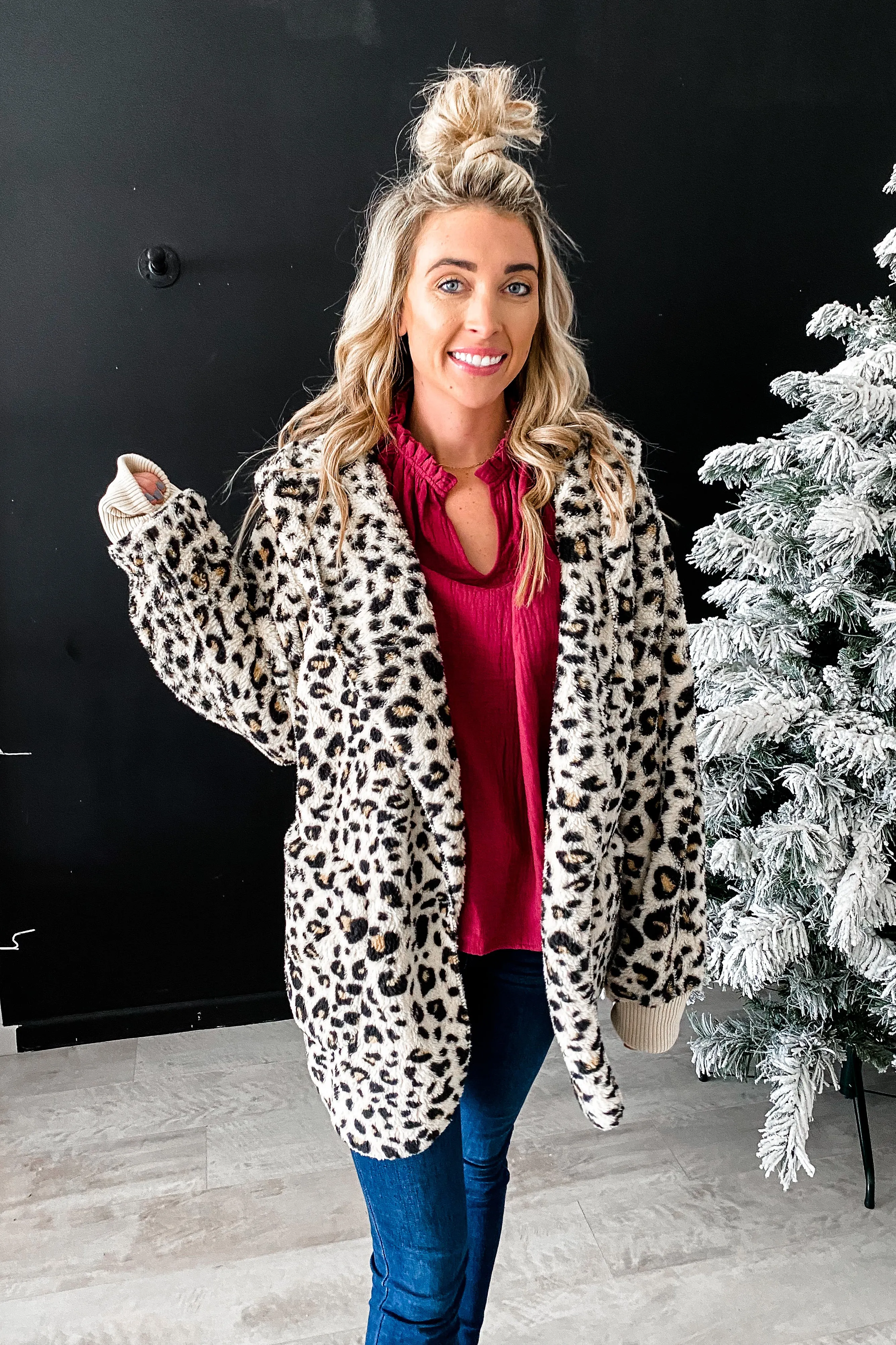 So Snuggly Oversized Leopard Hooded Jacket