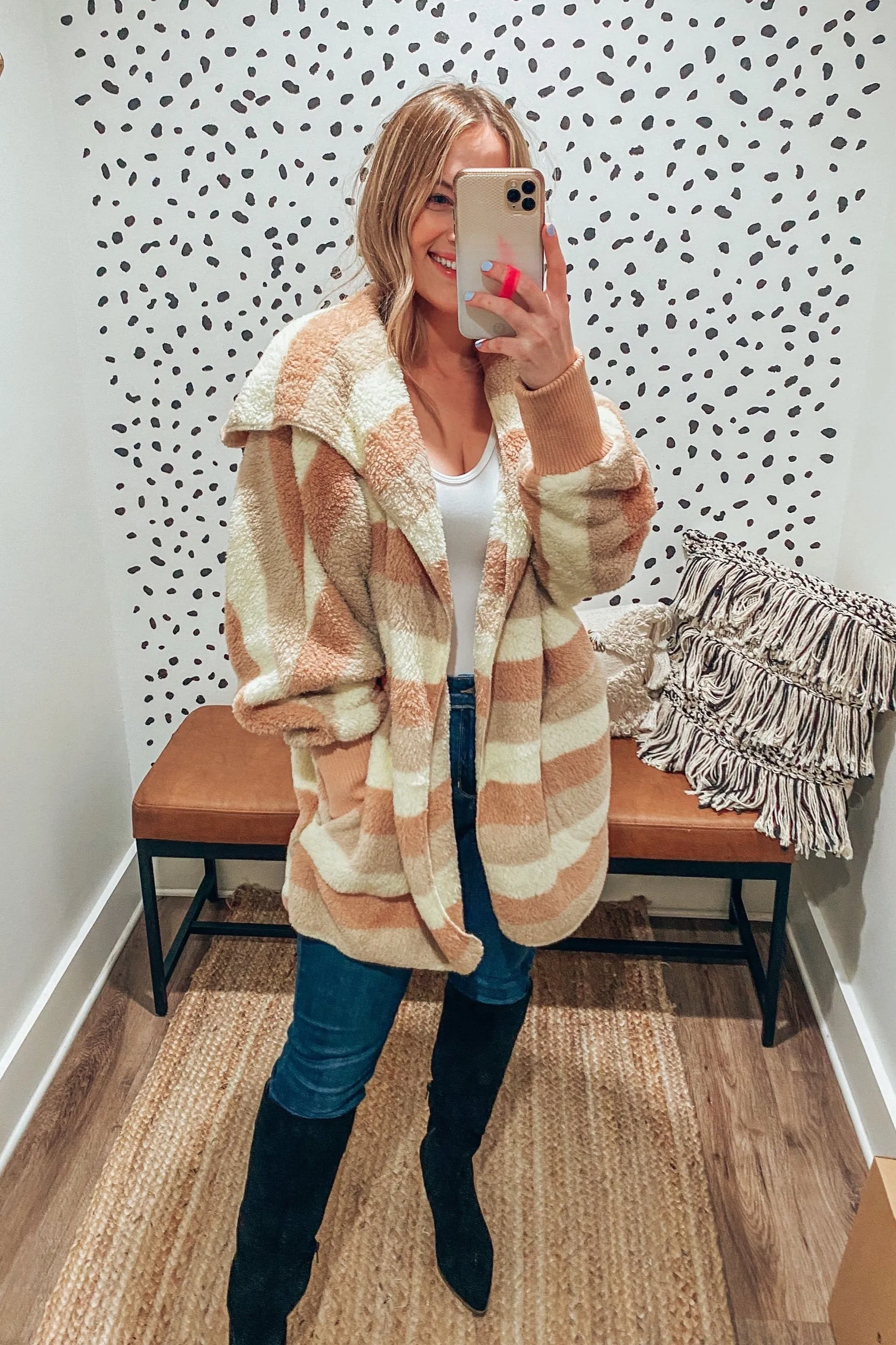 So Snuggly Oversized Striped Hooded Jacket