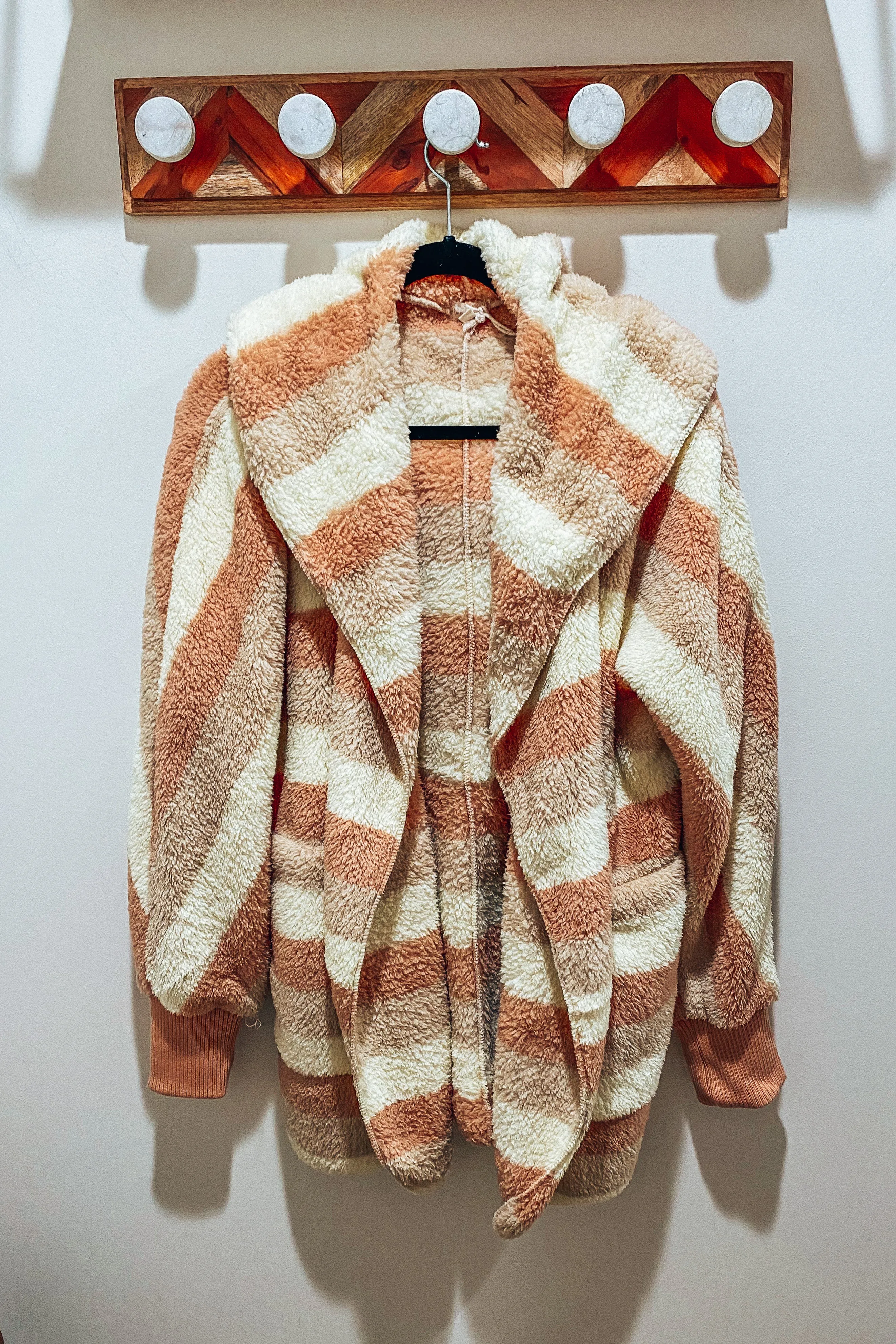 So Snuggly Oversized Striped Hooded Jacket