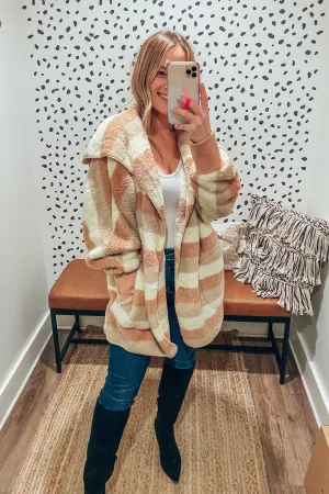 So Snuggly Oversized Striped Hooded Jacket