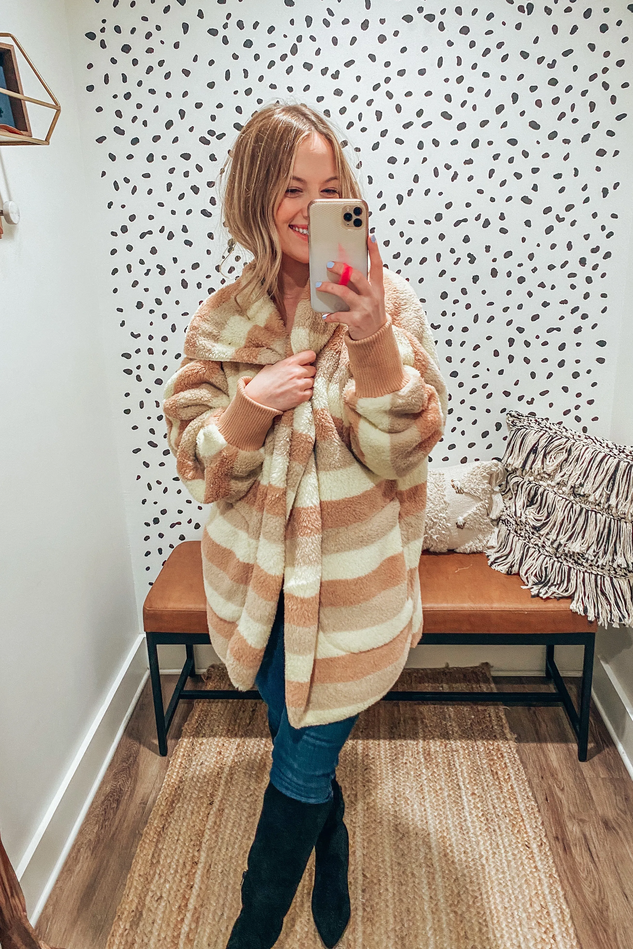 So Snuggly Oversized Striped Hooded Jacket