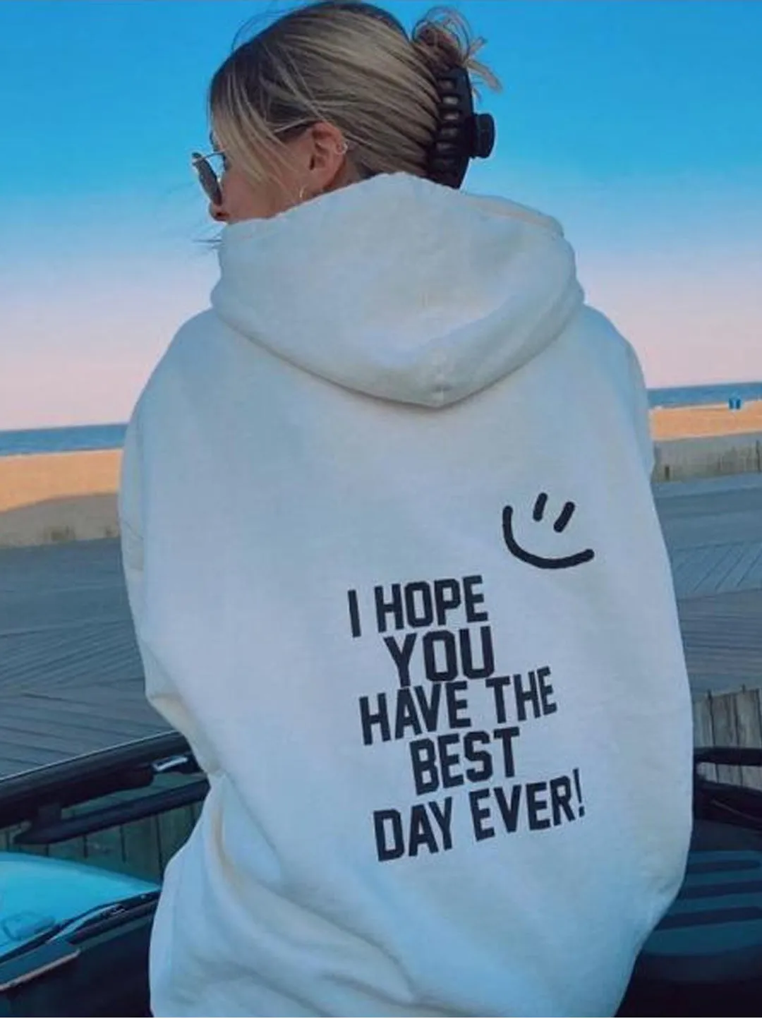 SXV  'I HOPE U HAVE A BEST DAY EVER’ Printed Cool Aesthetic Sweatshirt Hoodie