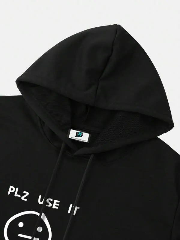 SXV  'PLZ USE IT’ Printed Cool Aesthetic Sweatshirt Hoodie