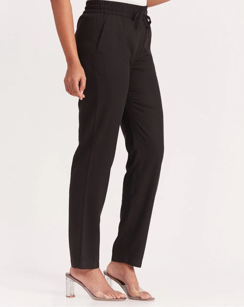 Tapered & Relaxed Fit Drawstring Pants - Jet Black