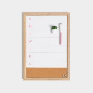 U Brands Trendy Timber Dry Erase Weekly Calendar White