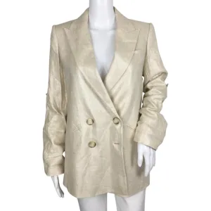 Veronica Beard Women's Parineti Metallic-Linen Dickey Jacket Silver Sz 4, 8