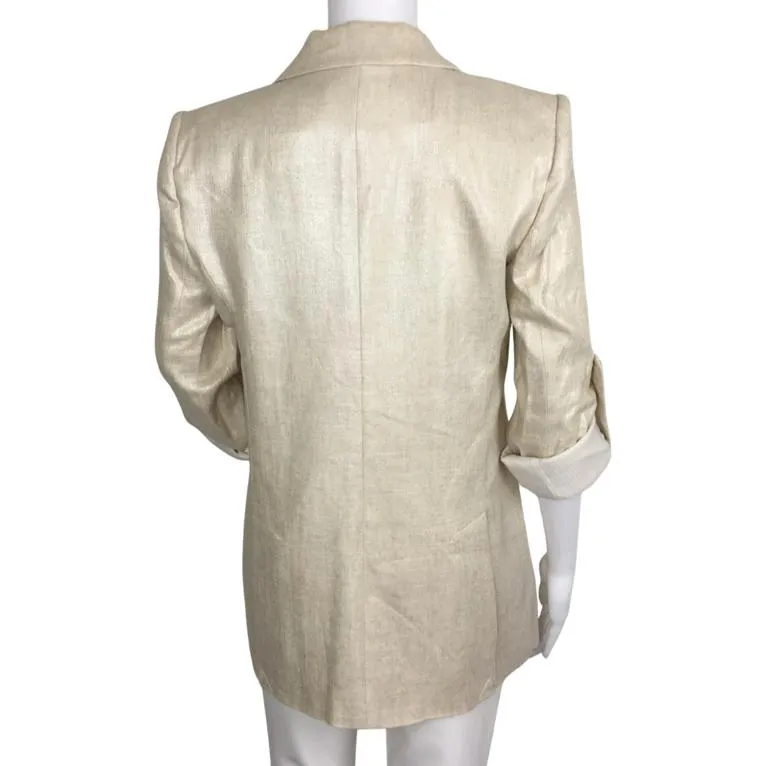 Veronica Beard Women's Parineti Metallic-Linen Dickey Jacket Silver Sz 4, 8