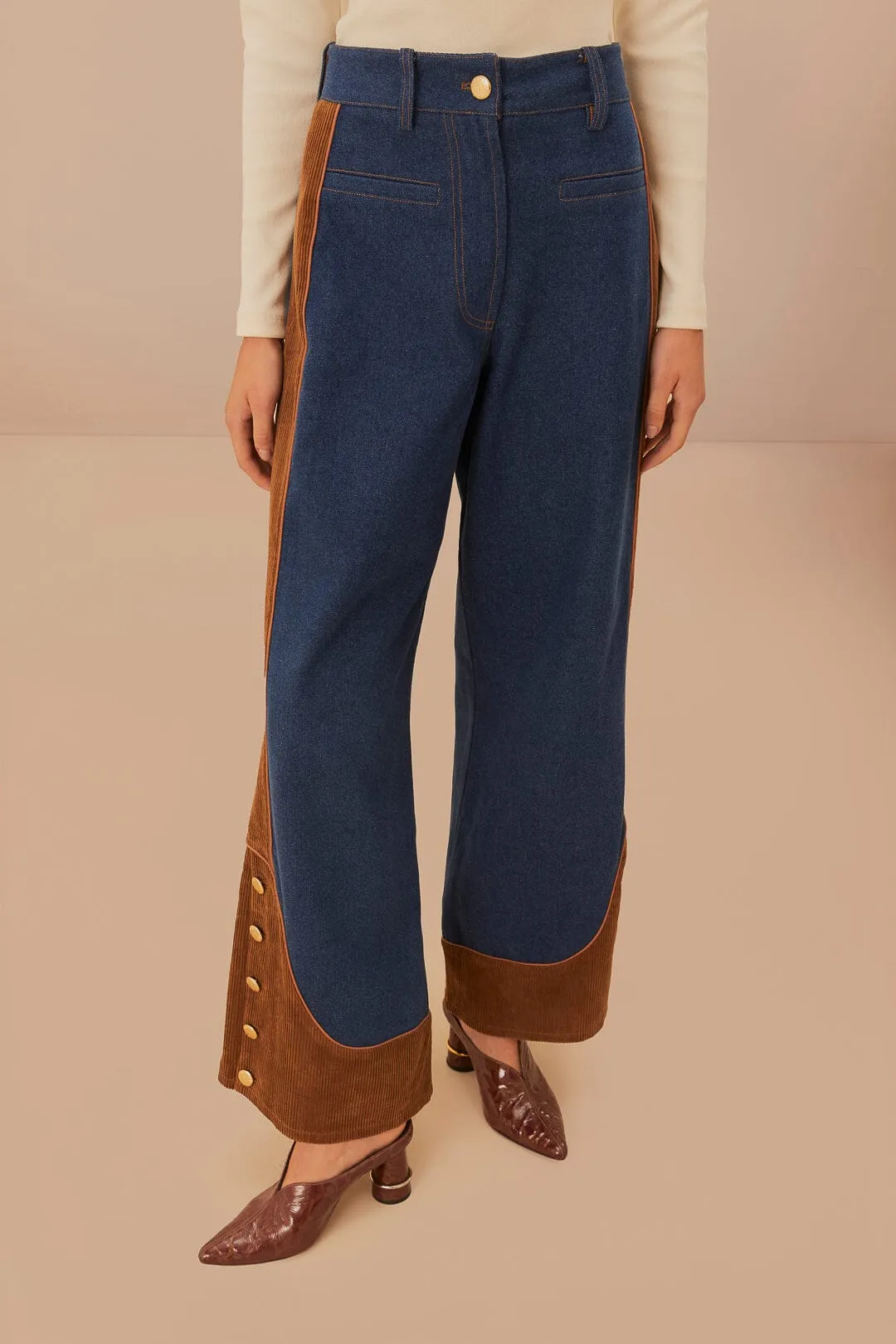 Western Denim Wide Pants Low Waisted