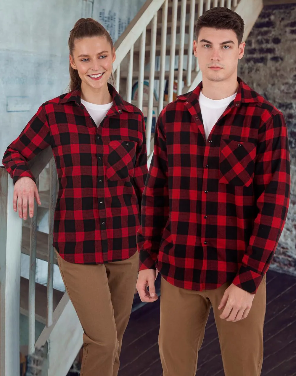 Winning Spirit Unisex Classic Flannel Plaid LS Shirt (WT11)