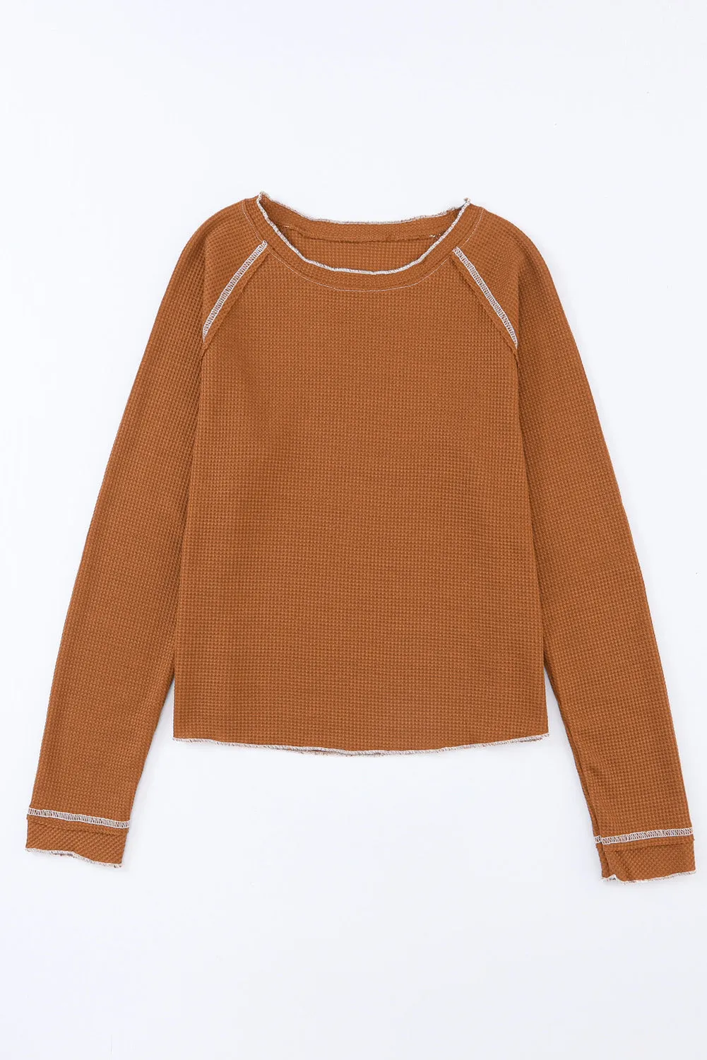 Women's Raglan Sleeves Textured Round Neck Top