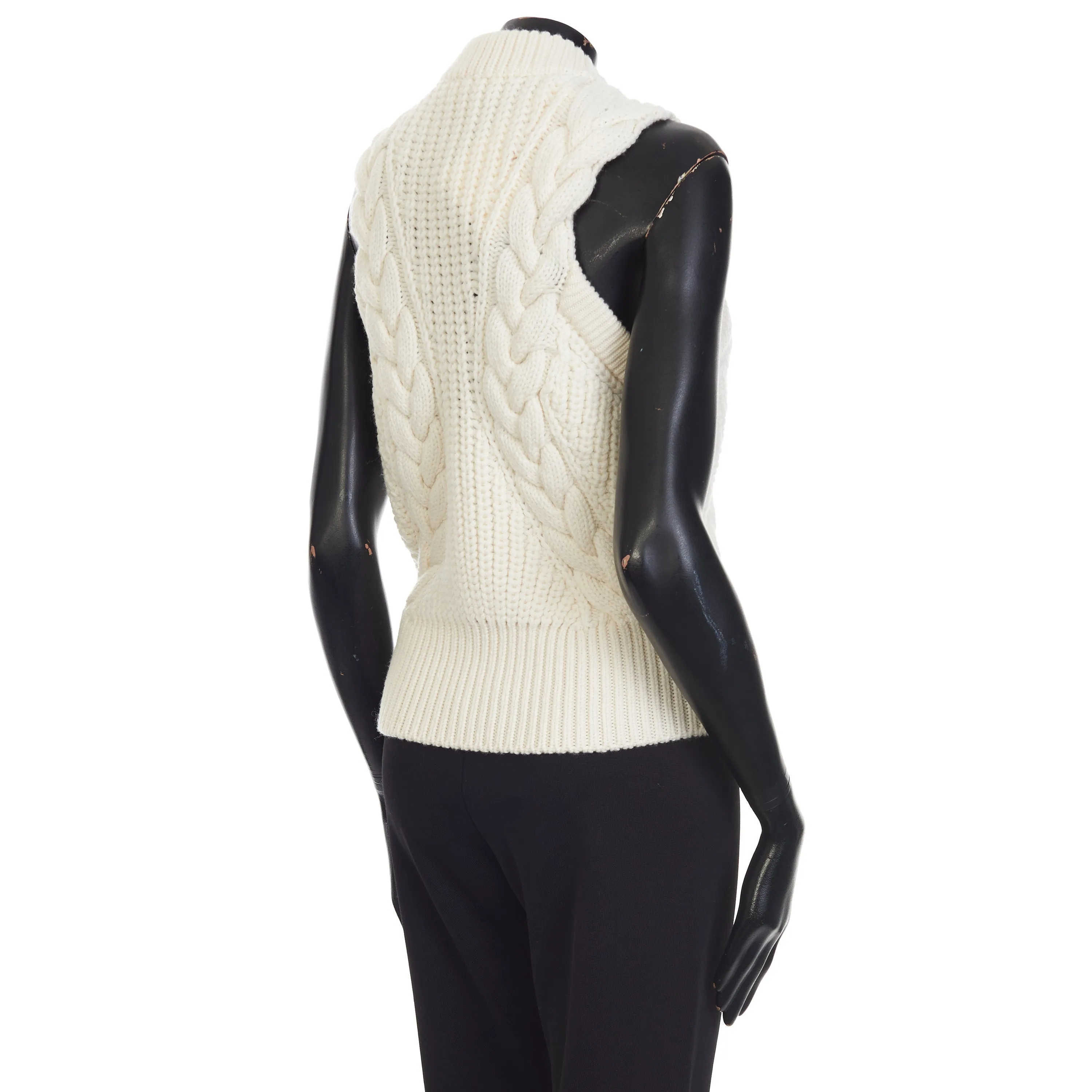 Women's Wool Cable Sleeveless Jumper In Ivory