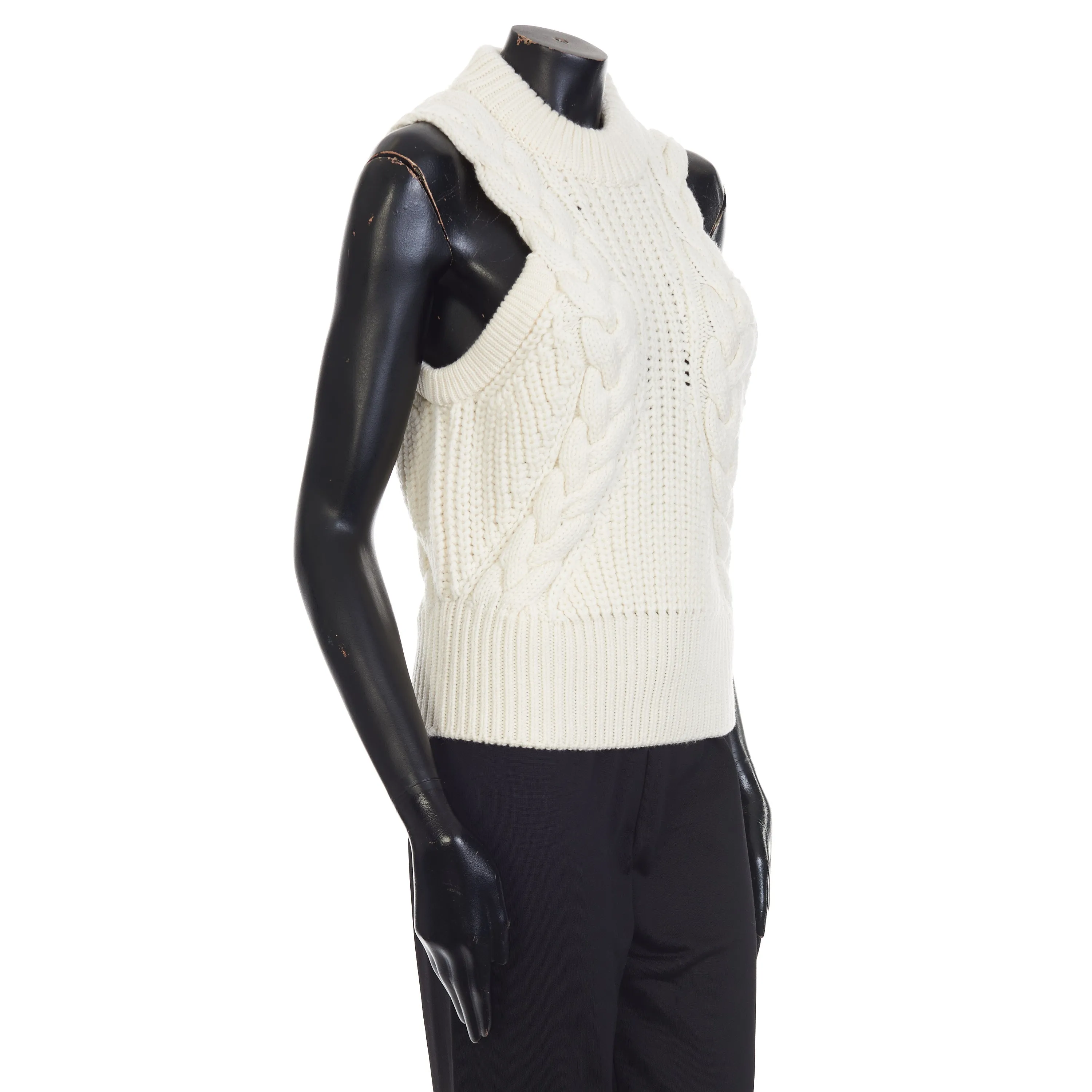 Women's Wool Cable Sleeveless Jumper In Ivory