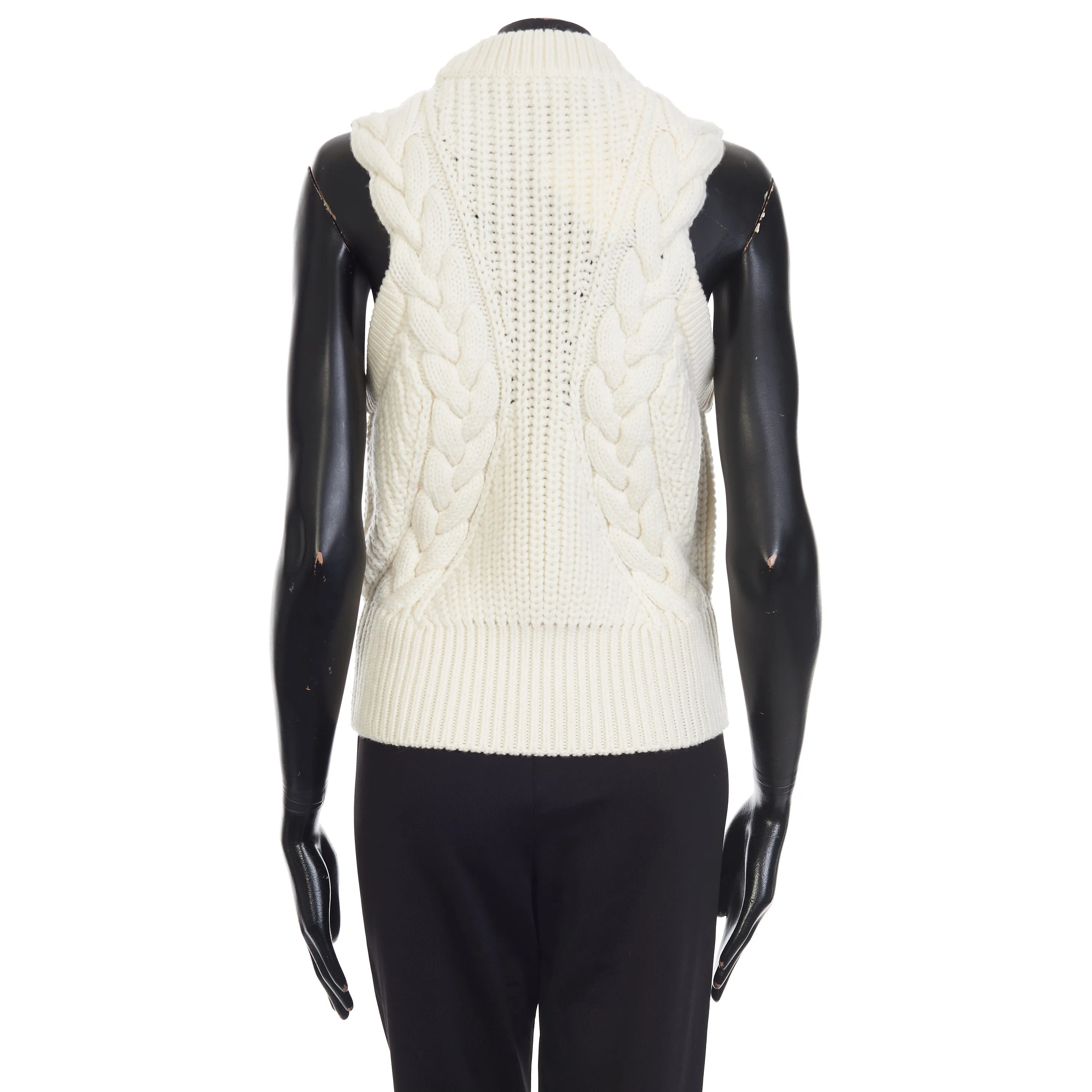 Women's Wool Cable Sleeveless Jumper In Ivory